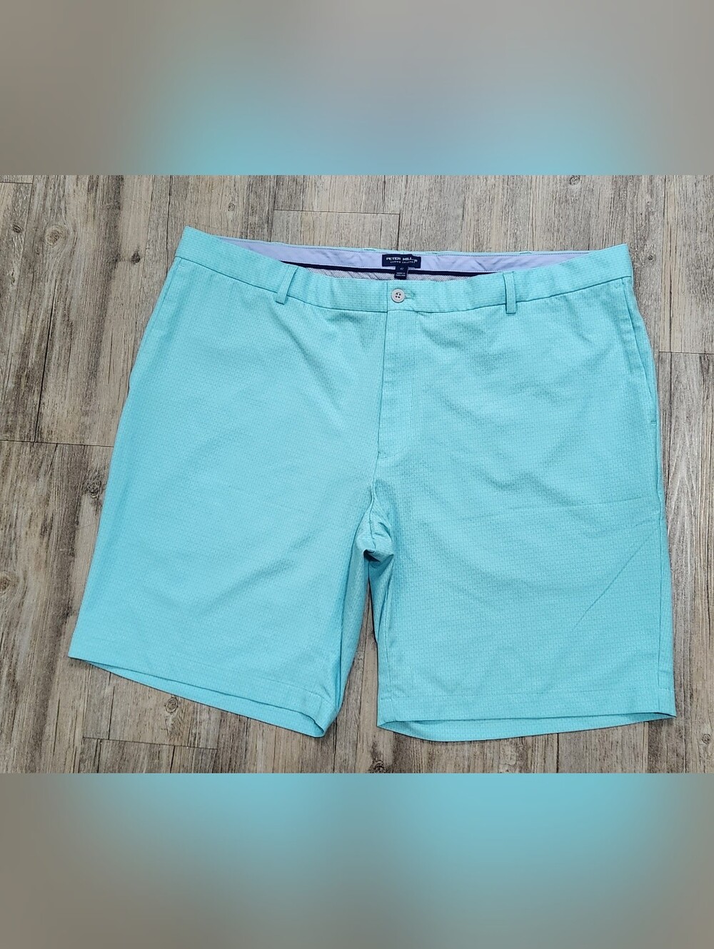 Peter Millar Surge Geo Men' s Performance Golf Shorts size 42 Teal 9"